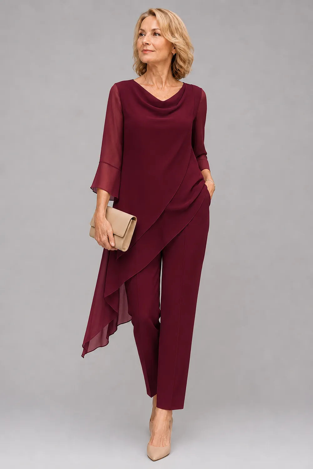 Ensemble pantalon fluide en mousseline pour invitée de mariage