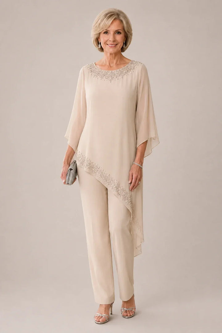 Ensemble pantalon de cérémonie en mousseline perlée