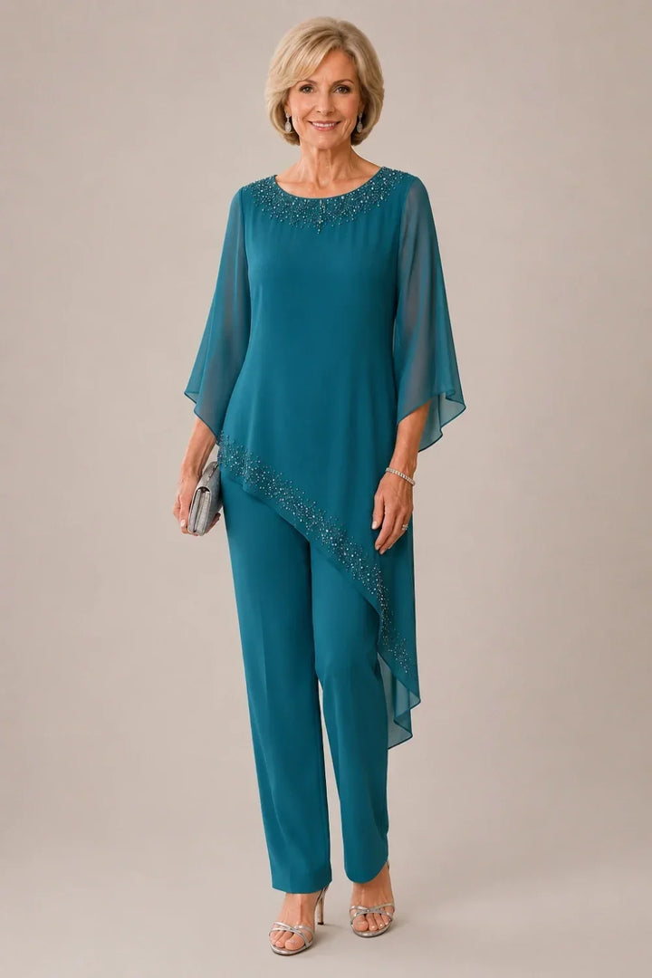 Ensemble pantalon de cérémonie en mousseline perlée
