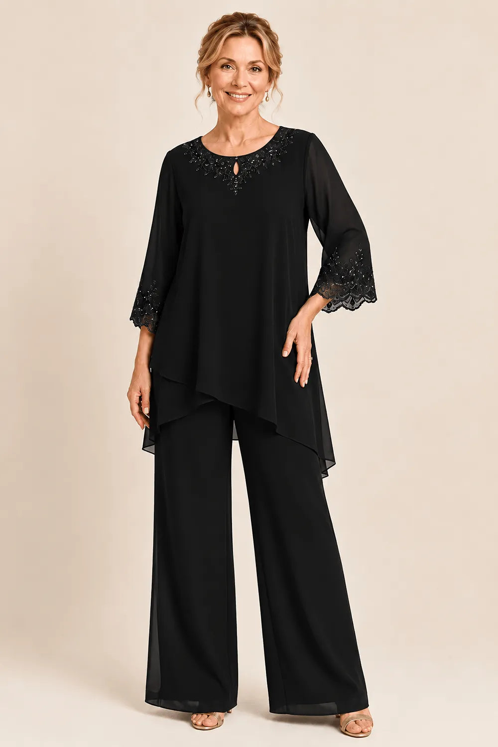 Ensemble pantalon de cérémonie deux pièces brodé