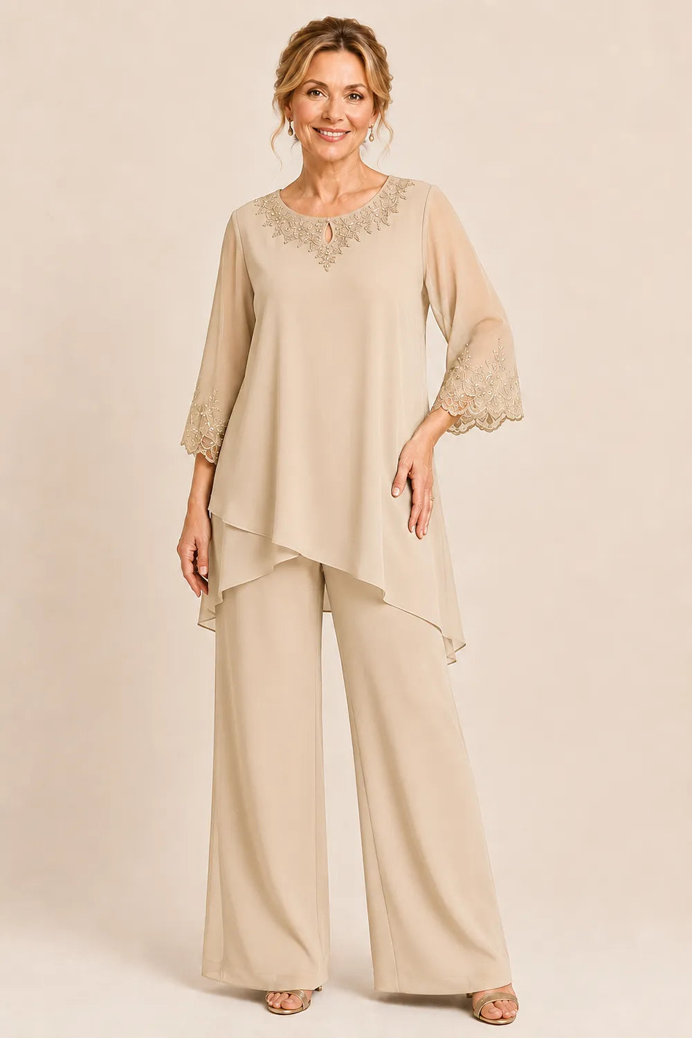 Ensemble pantalon de cérémonie deux pièces brodé