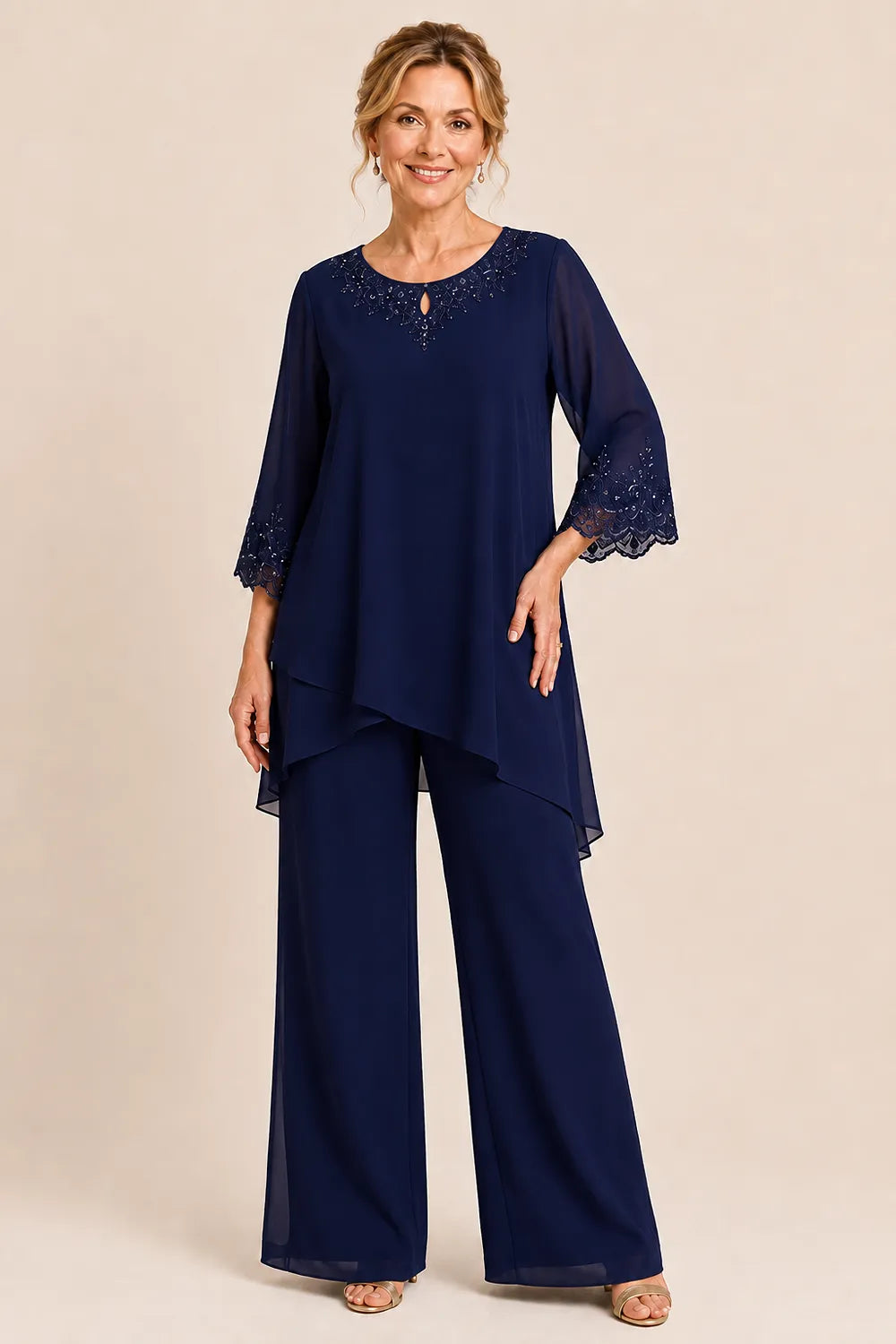 Ensemble pantalon de cérémonie deux pièces brodé