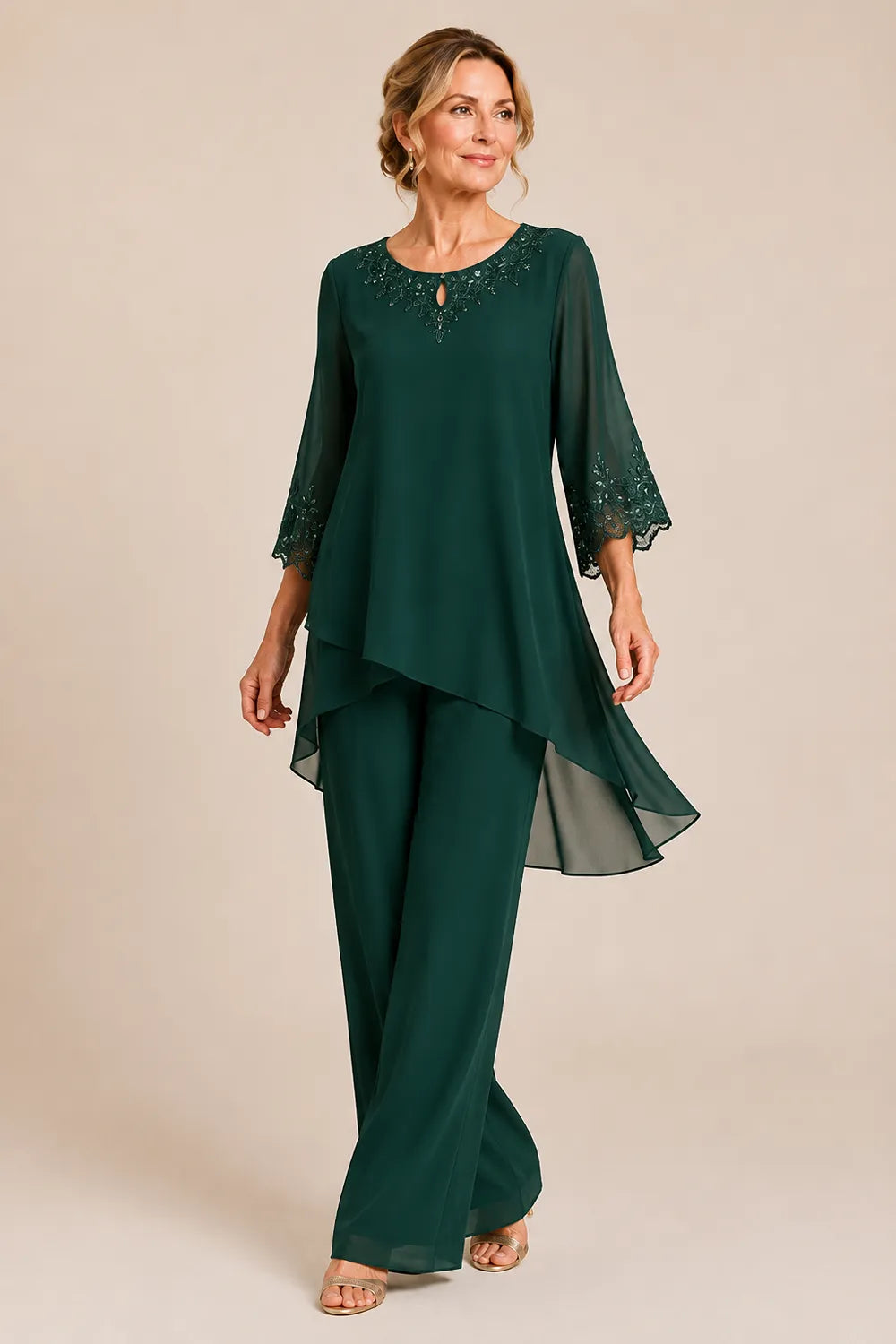 Ensemble pantalon de cérémonie deux pièces brodé