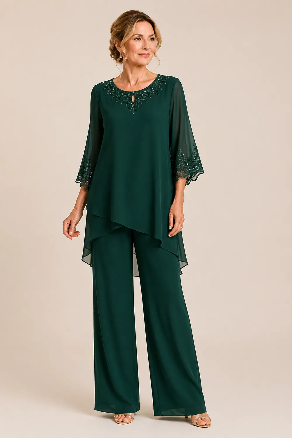 Ensemble pantalon de cérémonie deux pièces brodé
