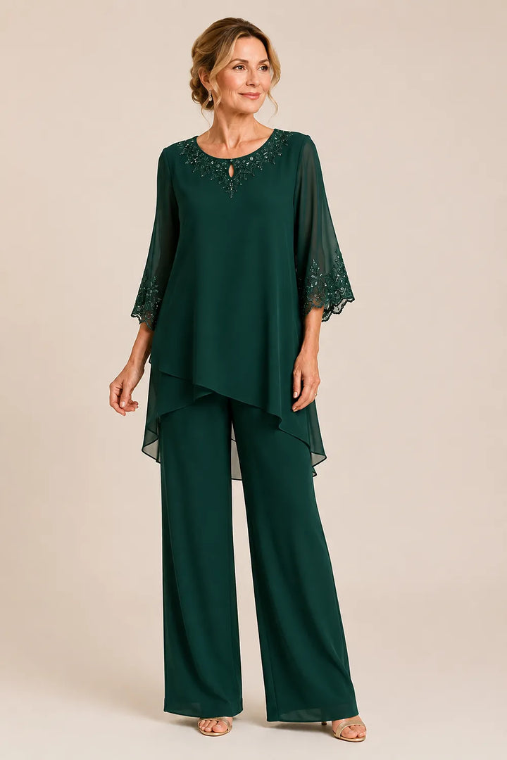 Ensemble pantalon de cérémonie deux pièces brodé