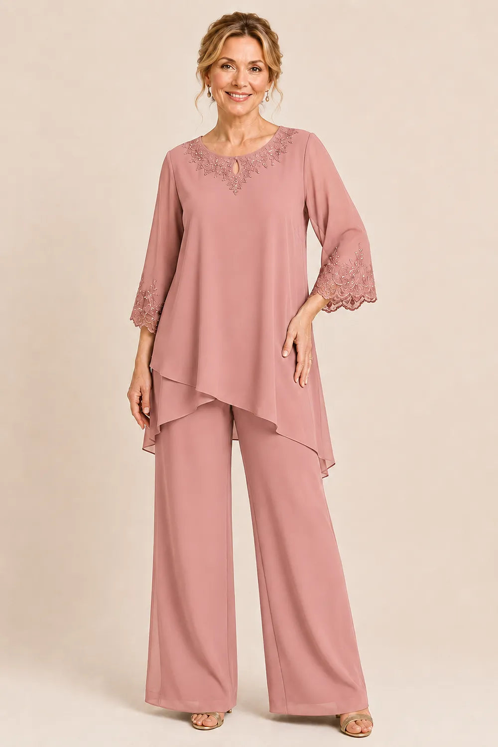 Ensemble pantalon de cérémonie deux pièces brodé