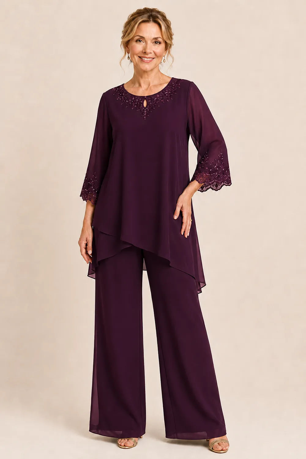 Ensemble pantalon de cérémonie deux pièces brodé