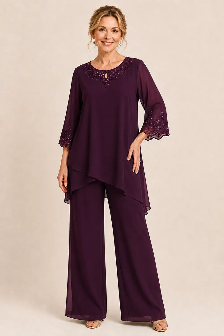 Ensemble pantalon de cérémonie deux pièces brodé