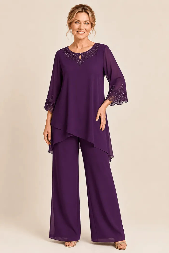 Ensemble pantalon de cérémonie deux pièces brodé