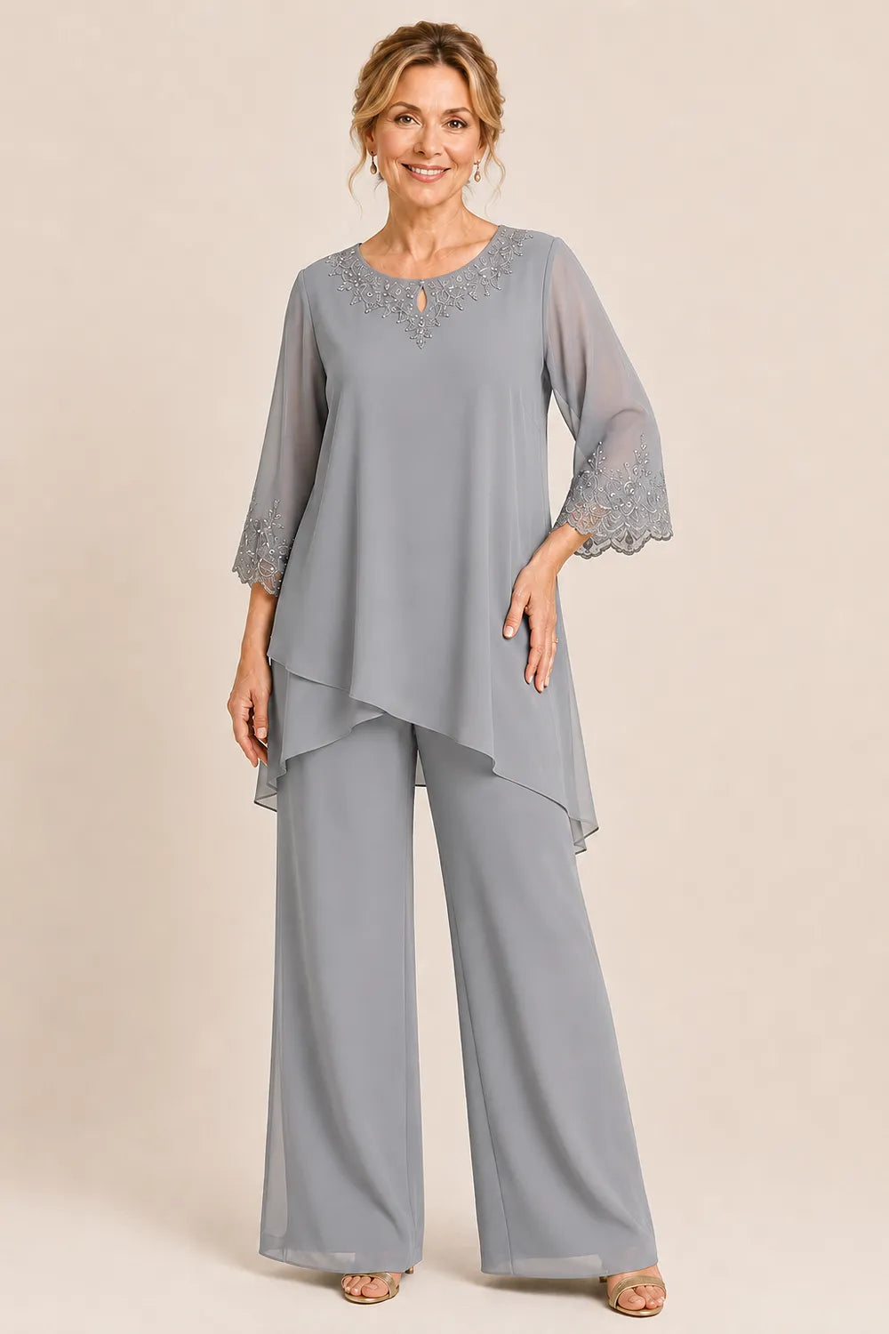 Ensemble pantalon de cérémonie deux pièces brodé