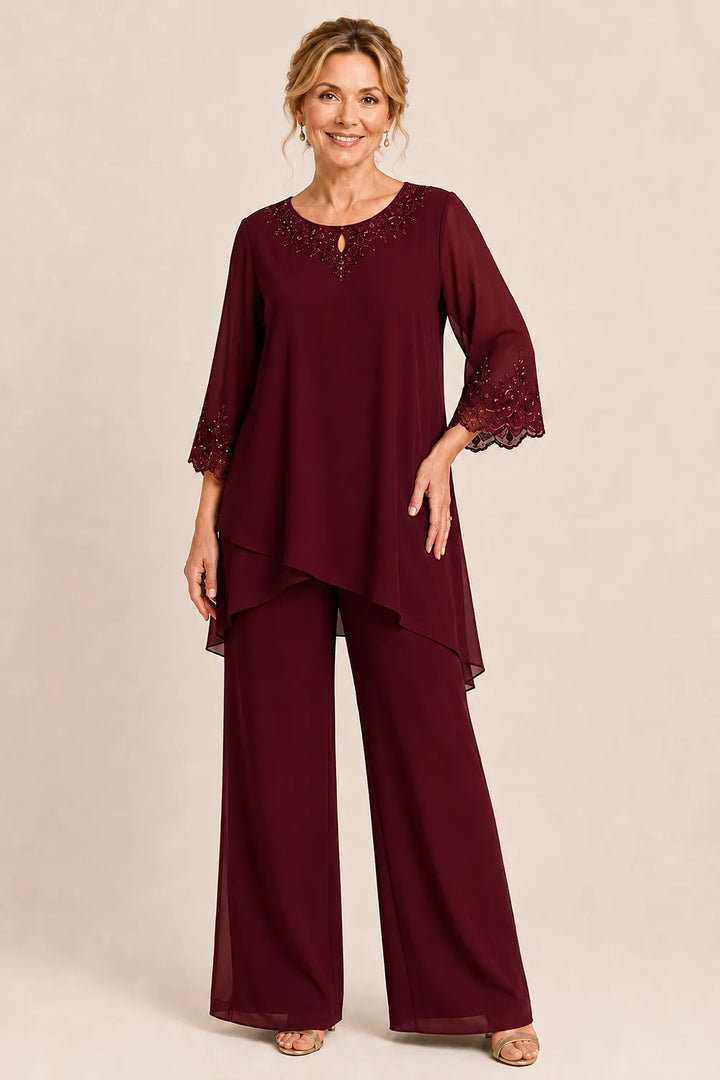 Ensemble pantalon de cérémonie deux pièces brodé