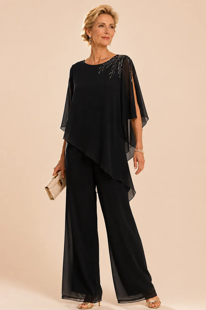 Ensemble pantalon de cérémonie en mousseline ornée