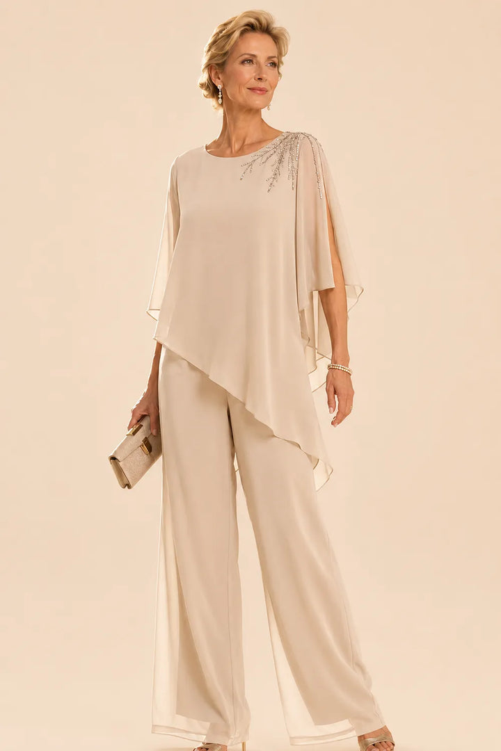 Ensemble pantalon de cérémonie en mousseline ornée