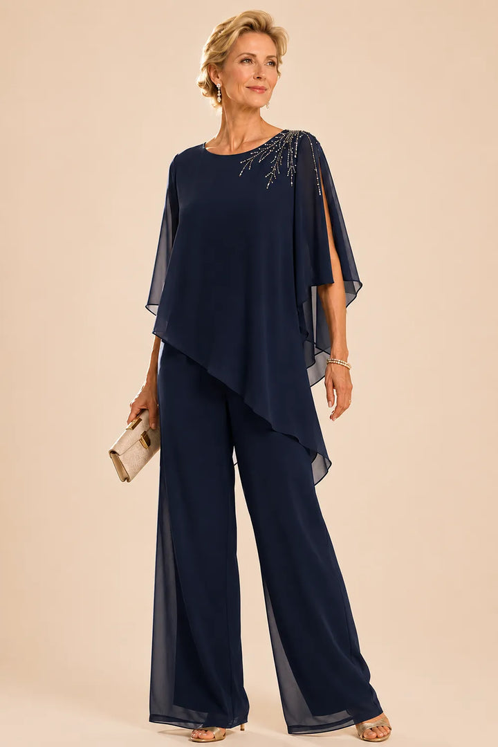 Ensemble pantalon de cérémonie en mousseline ornée