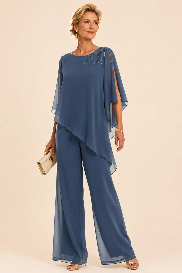 Ensemble pantalon de cérémonie en mousseline ornée