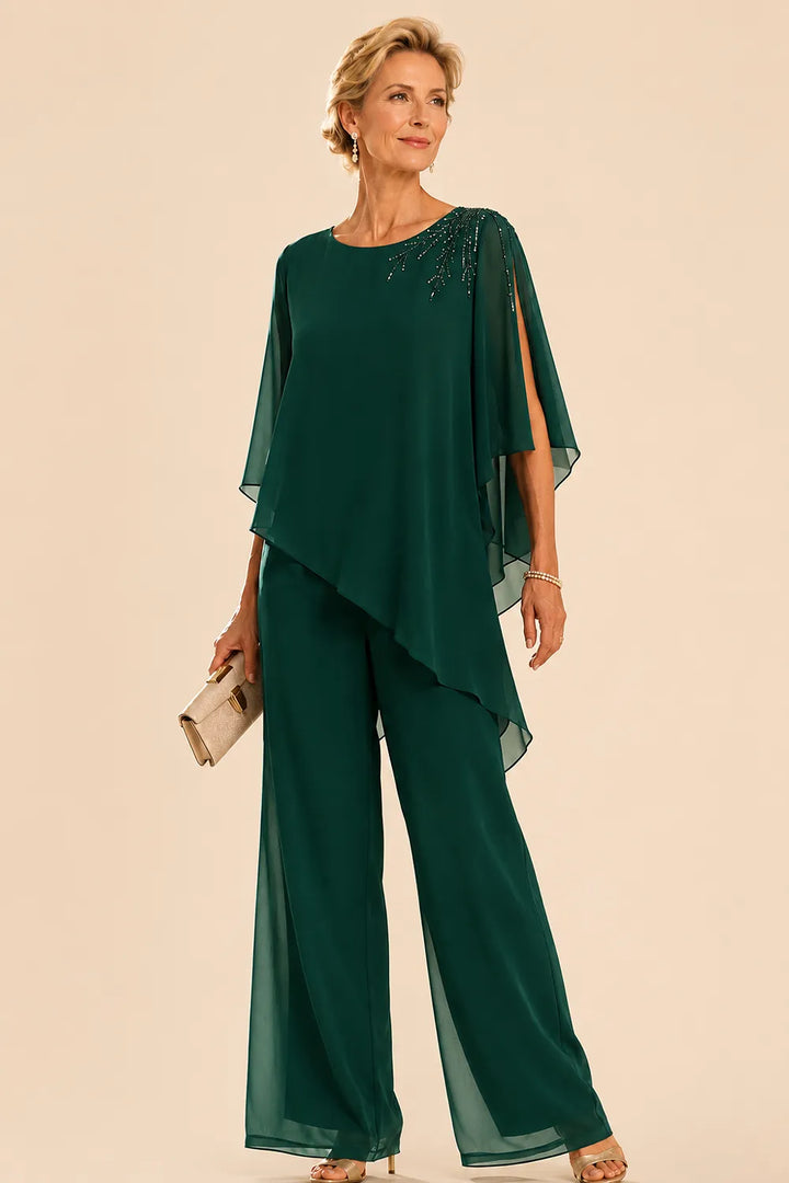 Ensemble pantalon de cérémonie en mousseline ornée