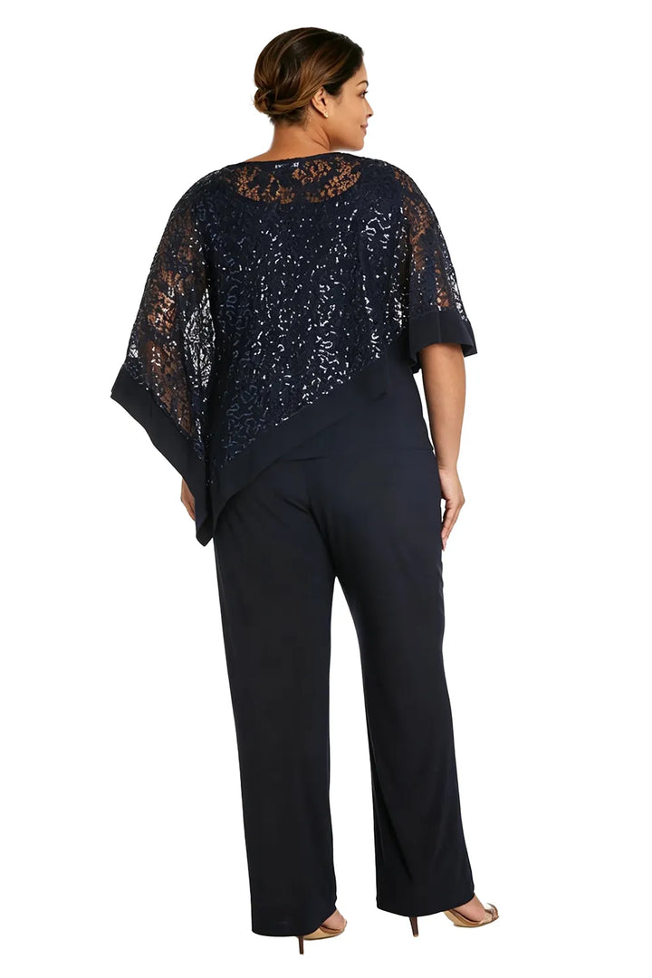 Ensemble pantalon de cérémonie avec cape à sequins, grandes tailles
