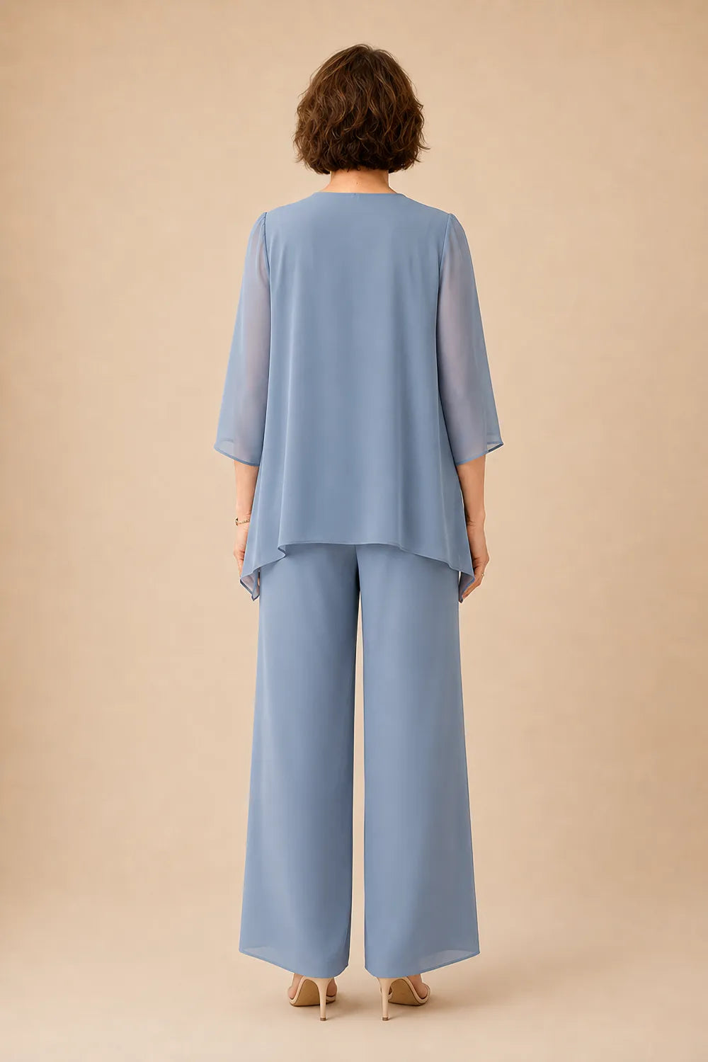 Ensemble pantalon de cérémonie avec voile de mousseline