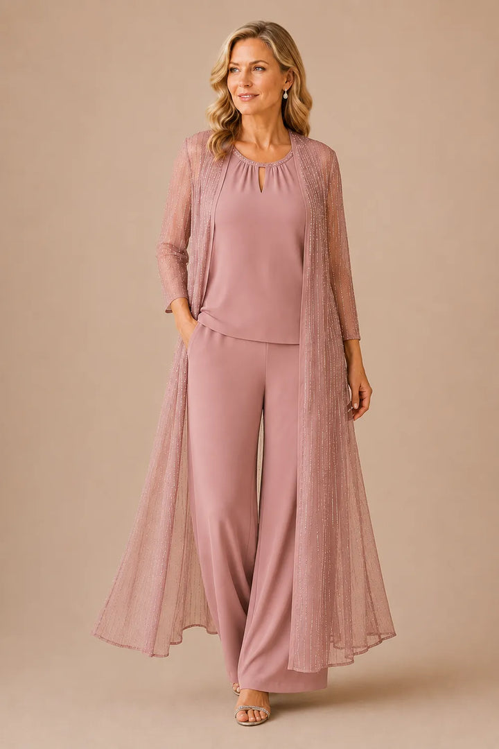 Ensemble pantalon habillé avec veste longue transparente