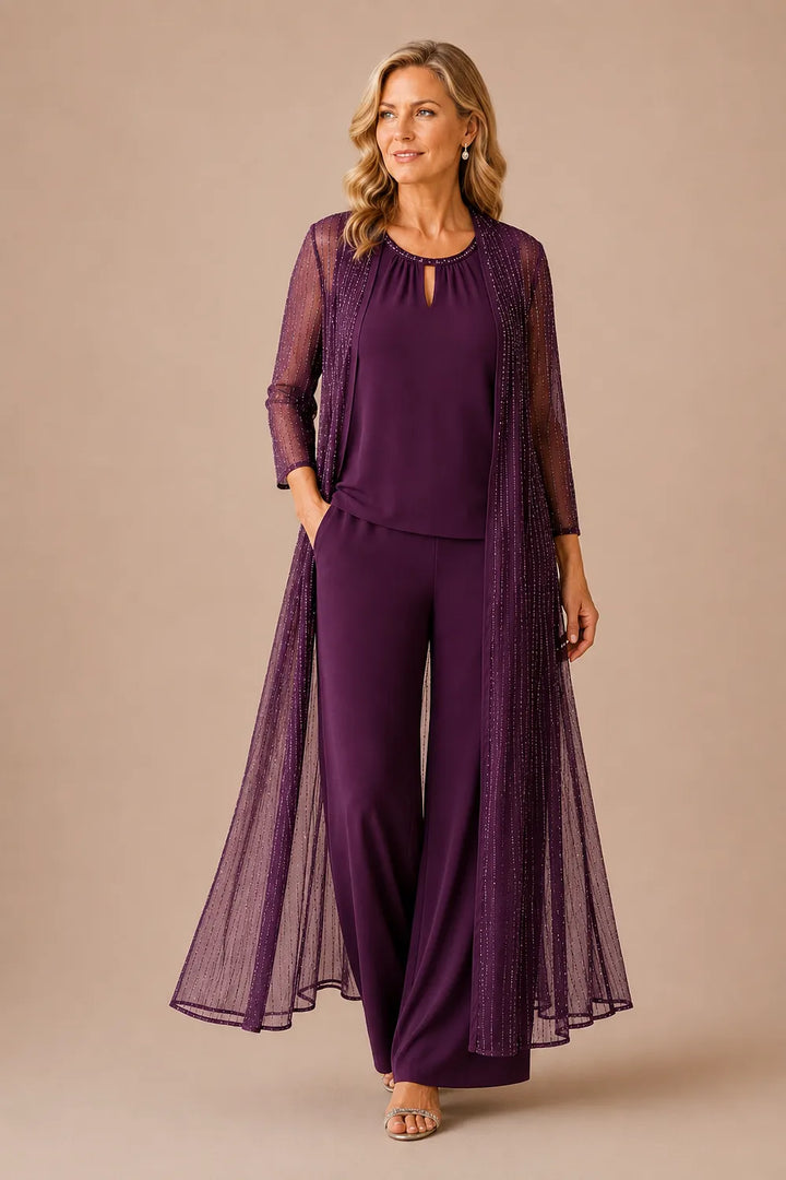 Ensemble pantalon habillé avec veste longue transparente