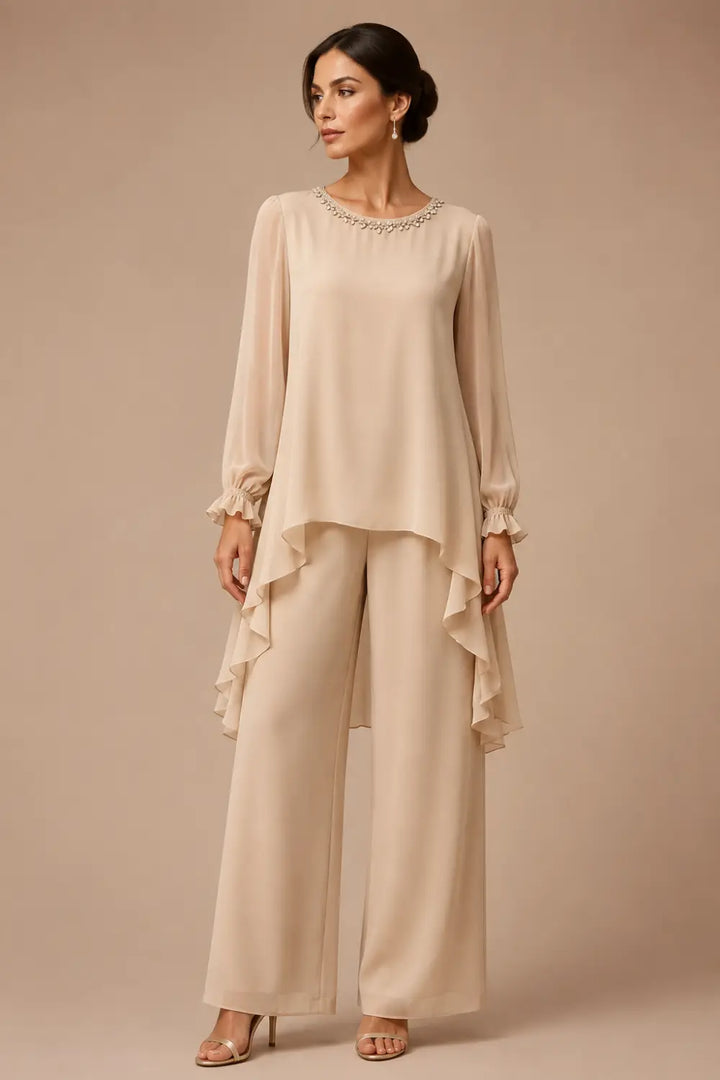 Ensemble pantalon large avec cape courte volantée