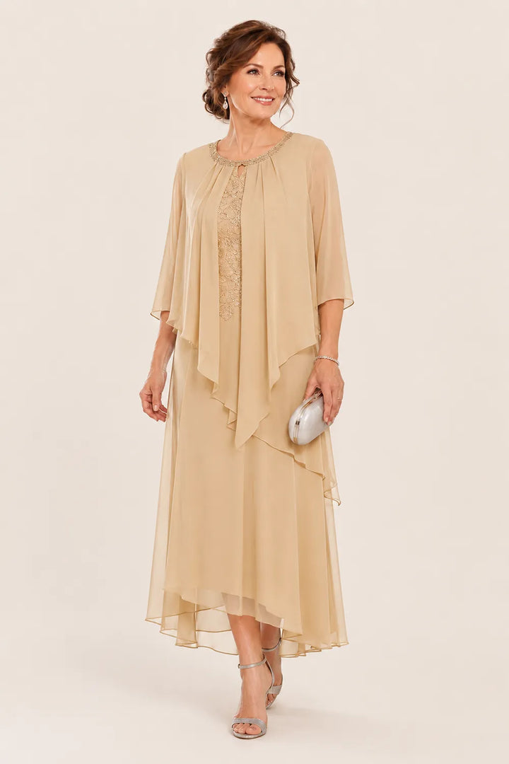 Robe midi Geneviève à superposition drapée en mousseline
