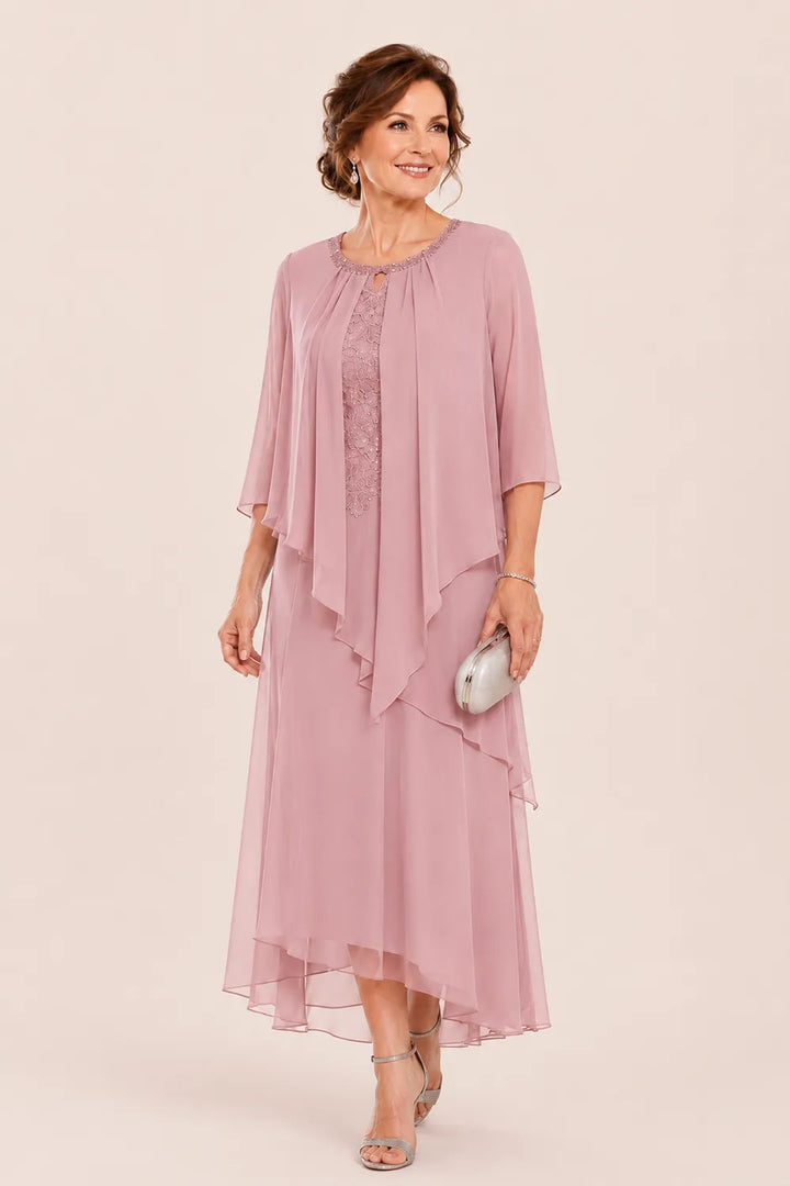 Robe midi Geneviève à superposition drapée en mousseline