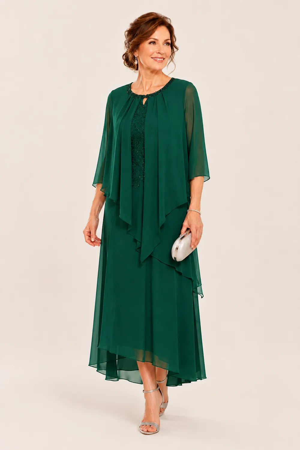 Robe midi Geneviève à superposition drapée en mousseline