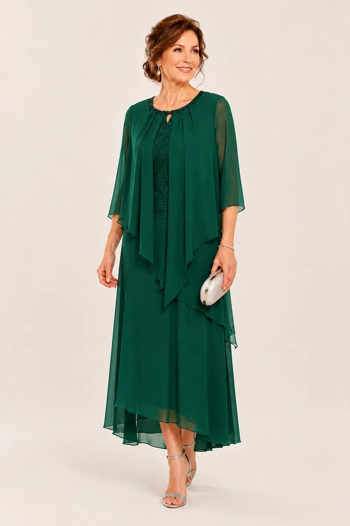 Robe midi Geneviève à superposition drapée en mousseline
