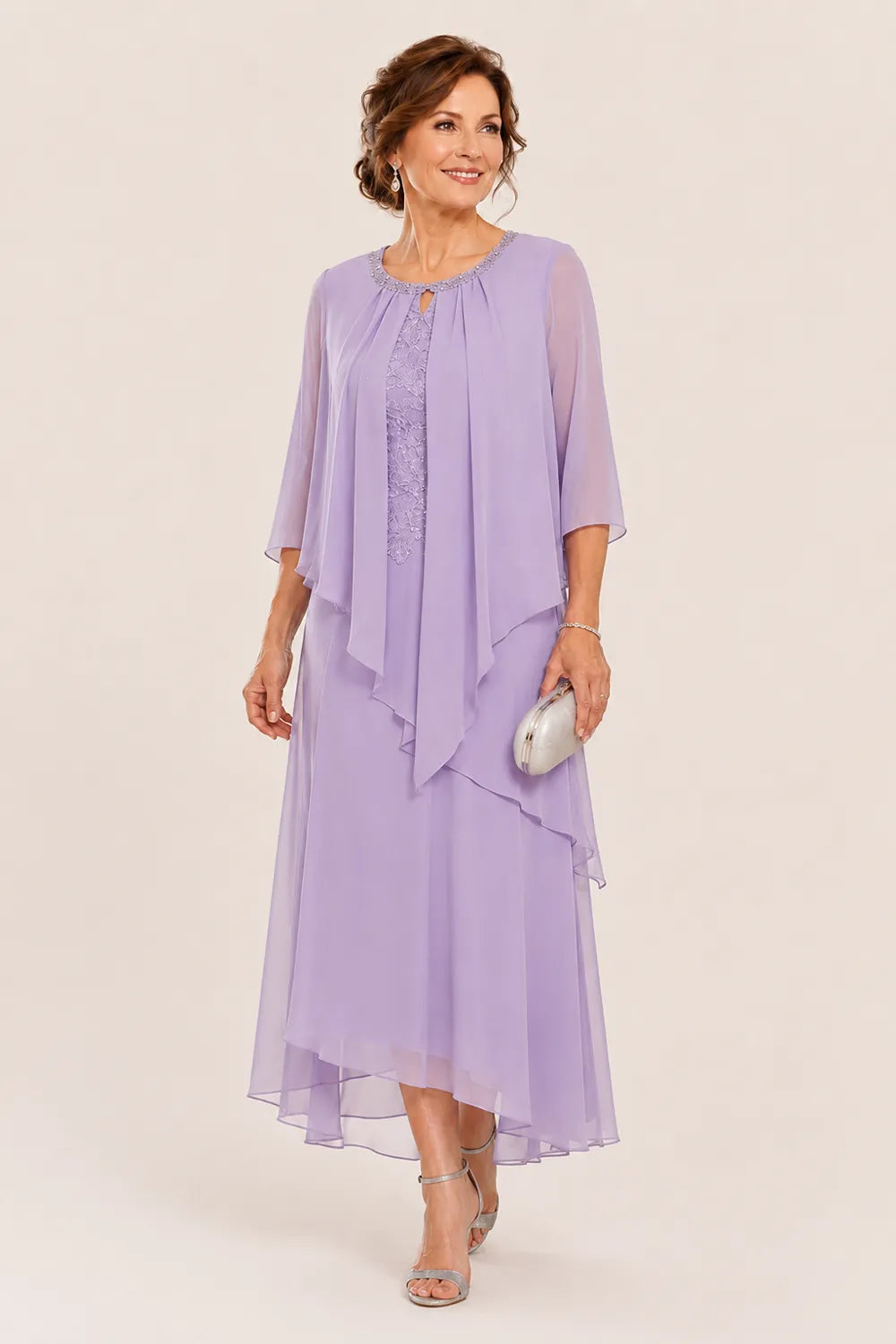 Robe midi Geneviève à superposition drapée en mousseline