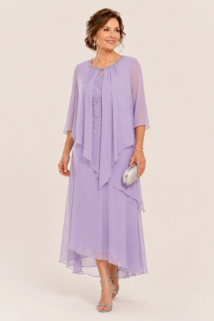 Robe midi Geneviève à superposition drapée en mousseline