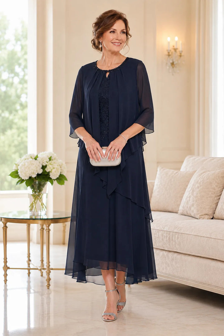 Robe midi Geneviève à superposition drapée en mousseline