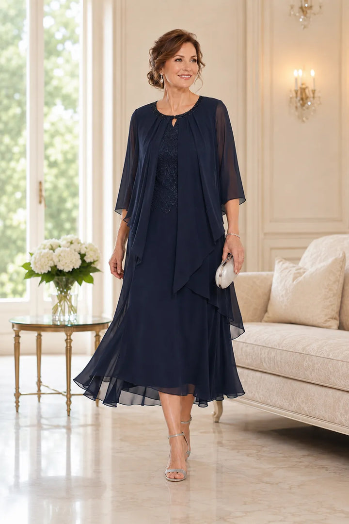Robe midi Geneviève à superposition drapée en mousseline
