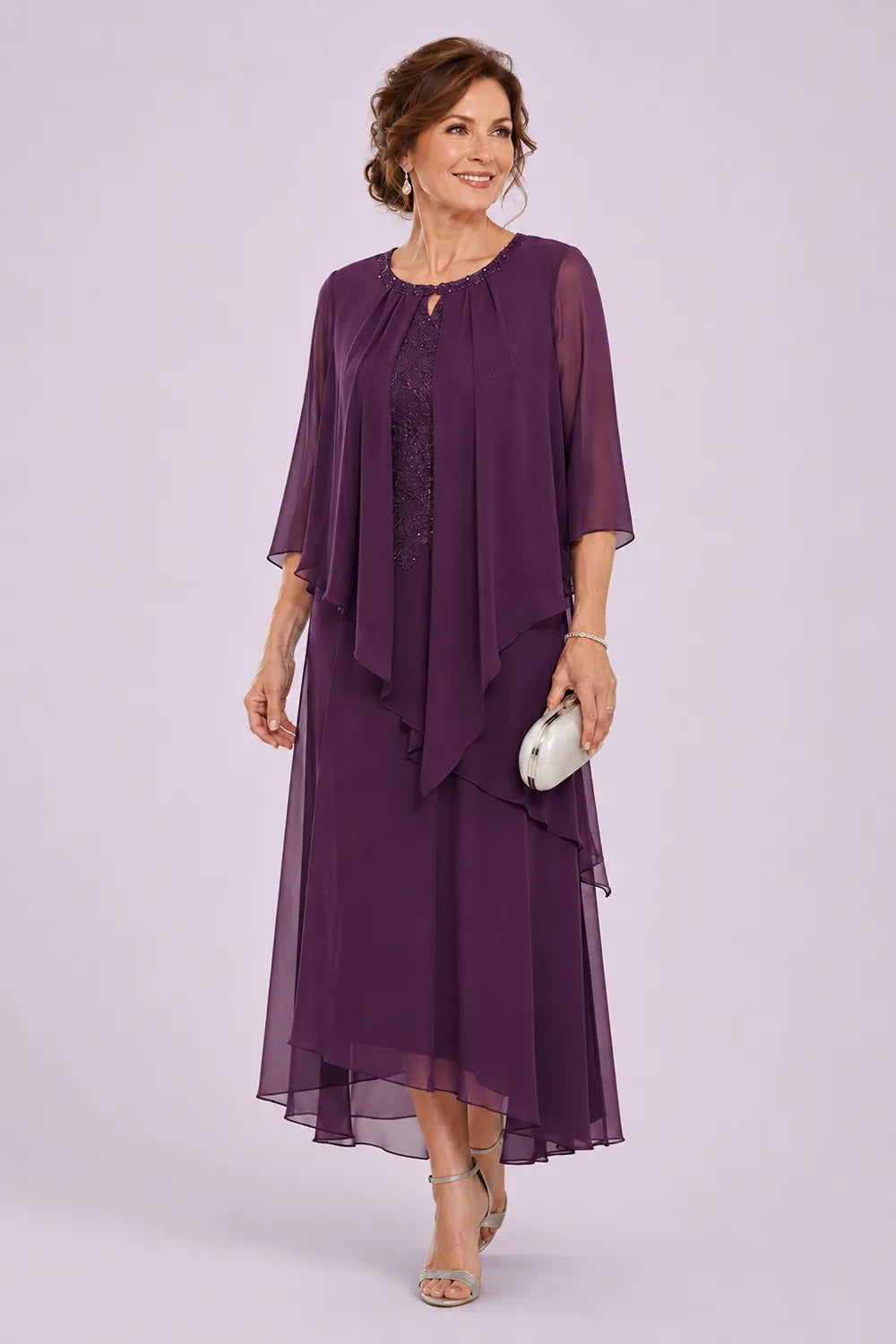 Robe midi Geneviève à superposition drapée en mousseline