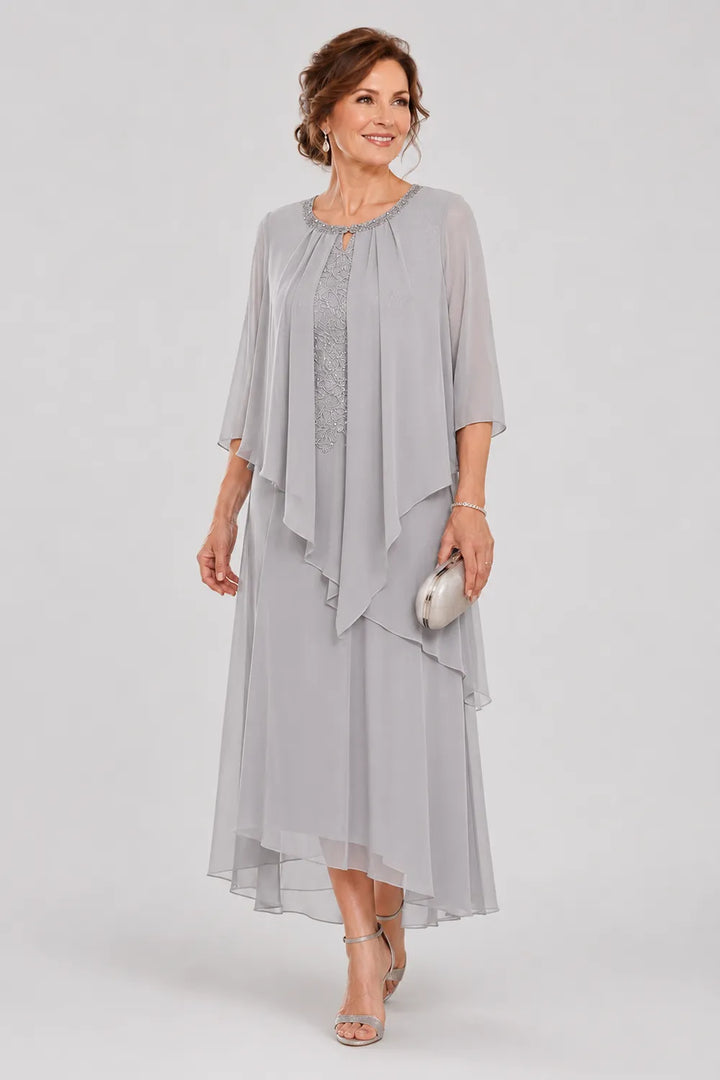 Robe midi Geneviève à superposition drapée en mousseline