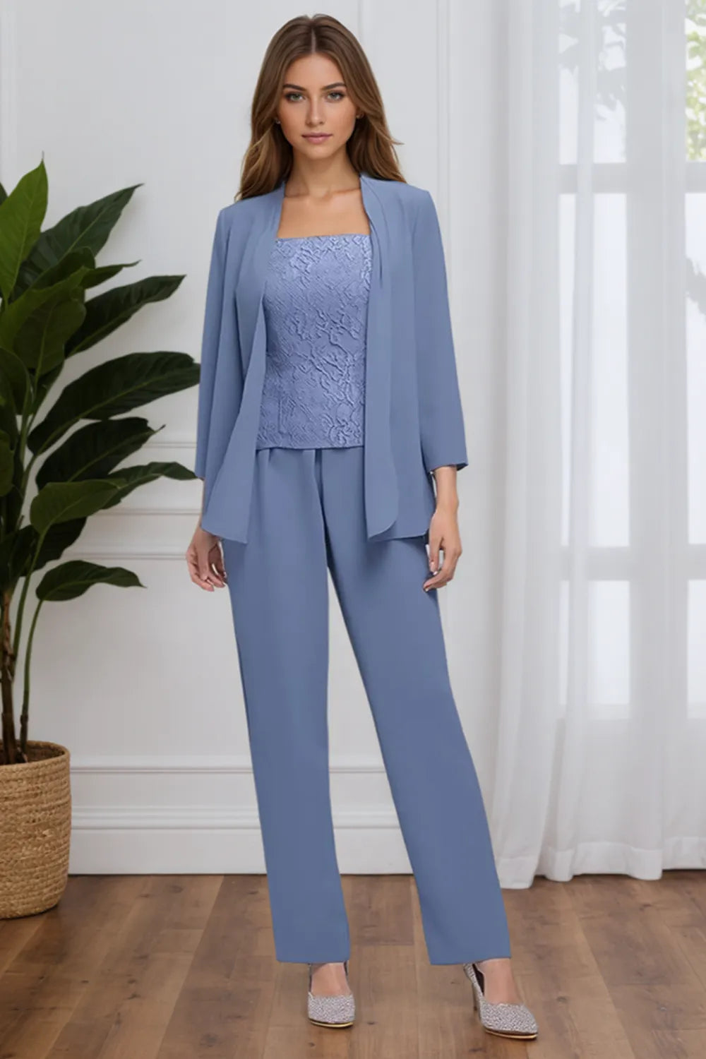 Ensemble pantalon de cérémonie élégant trois pièces