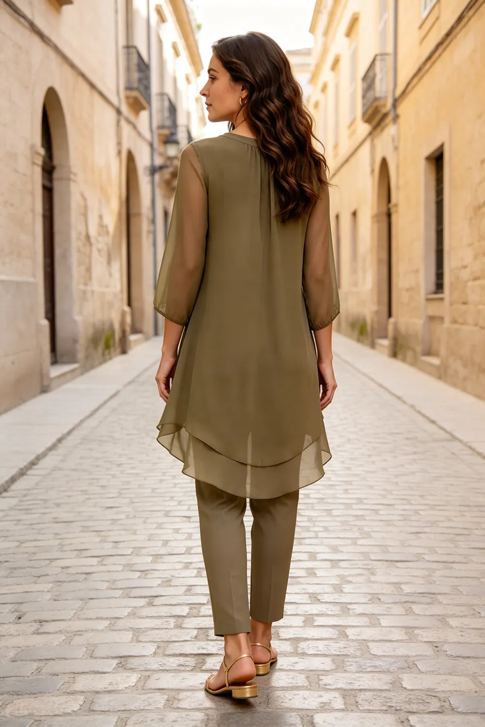 Ensemble pantalon élégant à superposition Seraphina