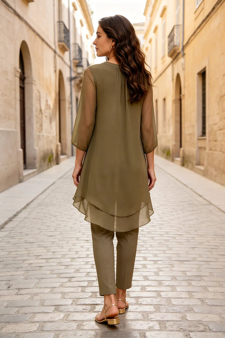 Ensemble pantalon élégant à superposition Seraphina