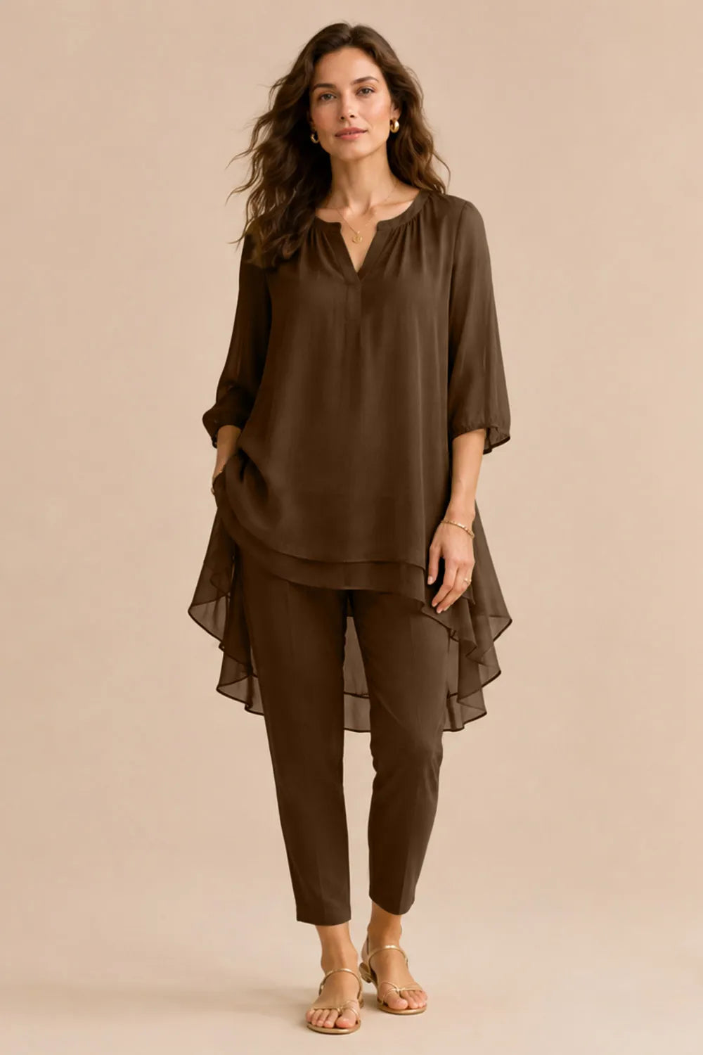 Ensemble pantalon élégant à superposition Seraphina
