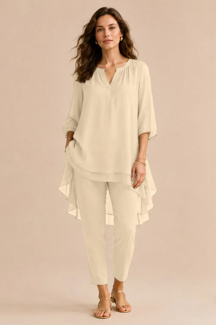 Ensemble pantalon élégant à superposition Seraphina