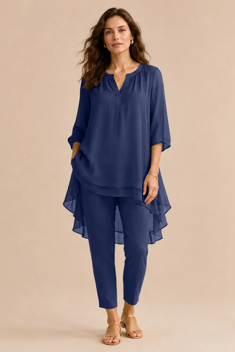 Ensemble pantalon élégant à superposition Seraphina