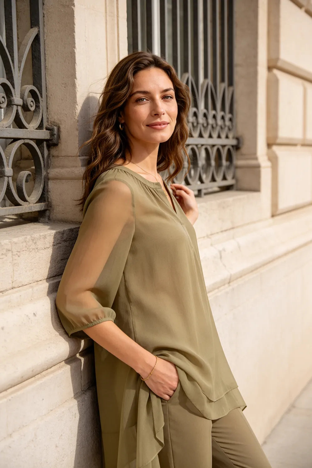 Ensemble pantalon élégant à superposition Seraphina