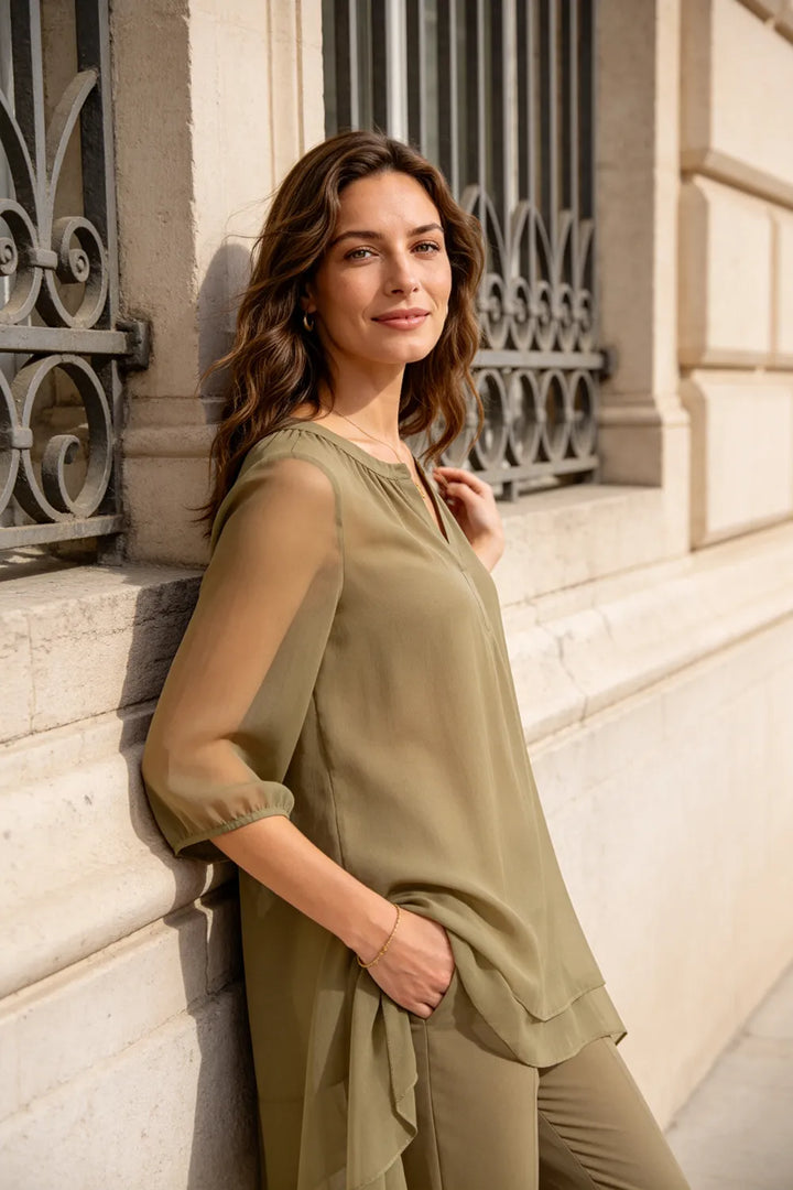 Ensemble pantalon élégant à superposition Seraphina