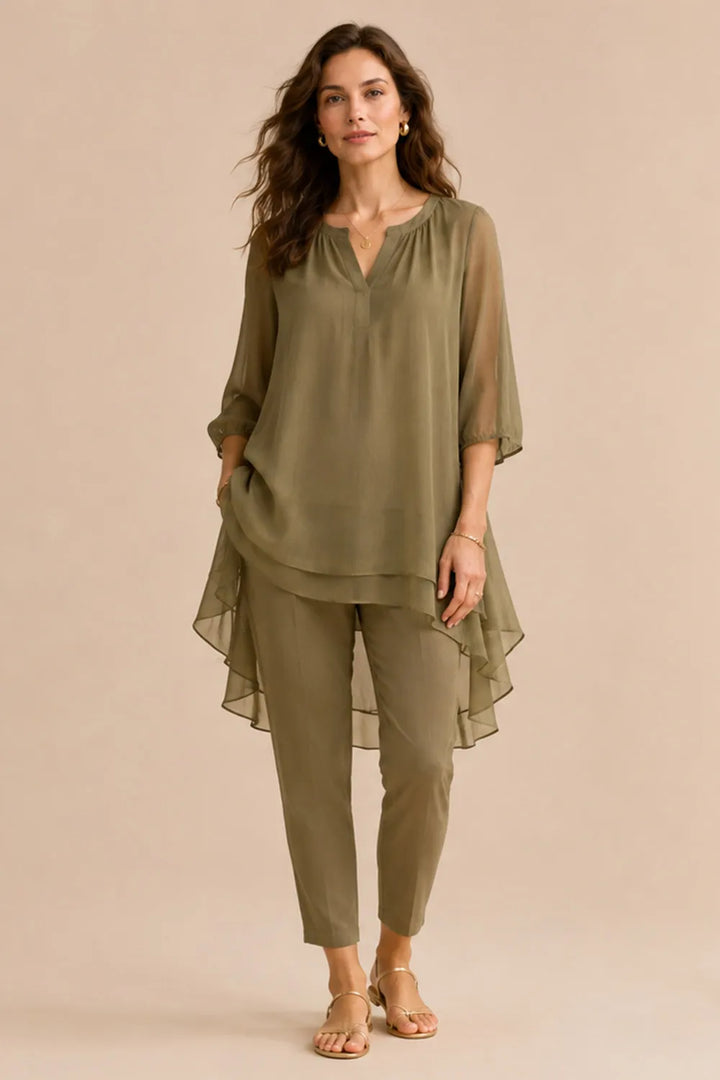 Ensemble pantalon élégant à superposition Seraphina