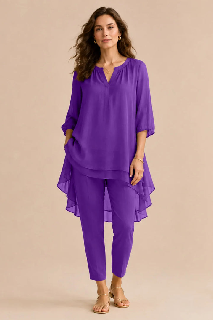 Ensemble pantalon élégant à superposition Seraphina