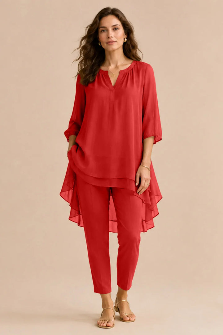 Ensemble pantalon élégant à superposition Seraphina