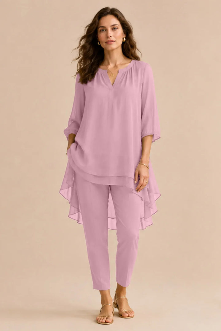 Ensemble pantalon élégant à superposition Seraphina