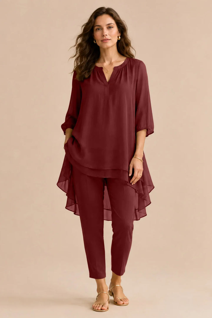 Ensemble pantalon élégant à superposition Seraphina